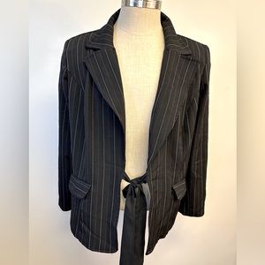 Plus Size Pinstripe Blazer Black with Pink Stripes 20W
